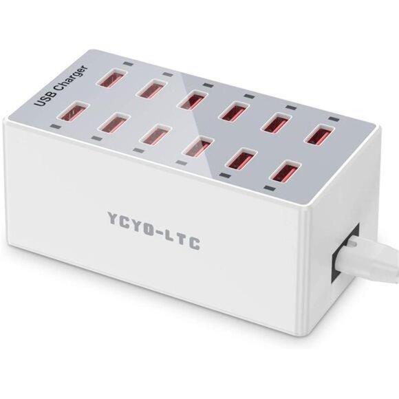 USB Charger 12-Ports USB Charging Station for Multiple Devices USB Wall Charger